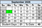 District School Academic Calendar for Corona Elementary for September 2026