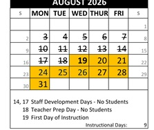 District School Academic Calendar for Canyon Hills Tmr for August 2026