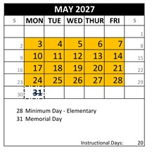District School Academic Calendar for Canyon Hills Tmr for May 2027