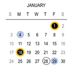 District School Academic Calendar for Holcomb Elementary School for January 2027