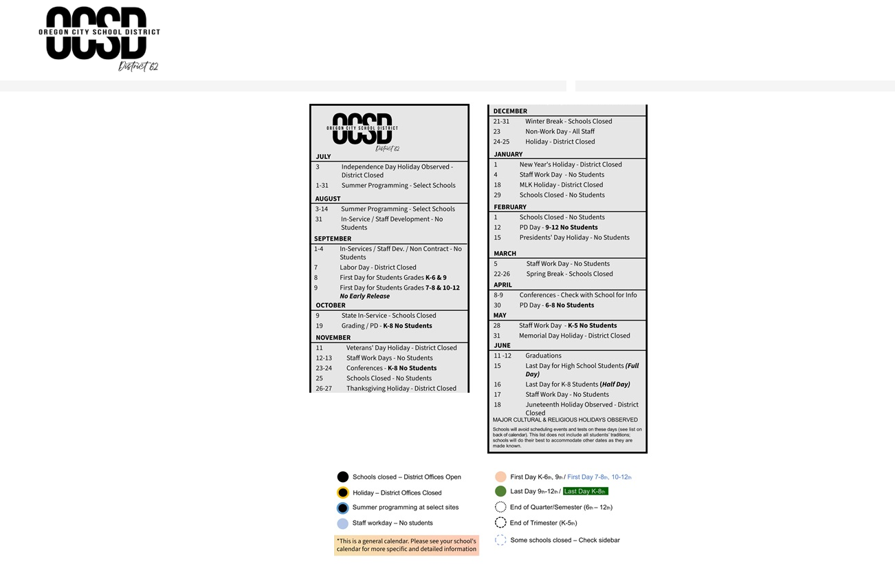 District School Academic Calendar Key for Holcomb Elementary School