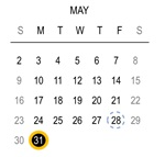 District School Academic Calendar for Holcomb Elementary School for May 2027