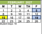 District School Academic Calendar for Jefferson Elementary for February 2027