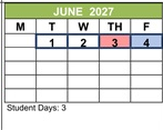 District School Academic Calendar for Jefferson Elementary for June 2027