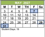 District School Academic Calendar for Jefferson Elementary for May 2027
