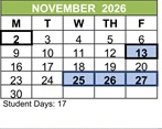 District School Academic Calendar for Jefferson Elementary for November 2026