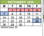 District School Academic Calendar for Jefferson Elementary for September 2026