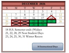District School Academic Calendar for Corsini (julius) Elementary for December 2026