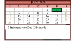 District School Academic Calendar for Corsini (julius) Elementary for July 2026