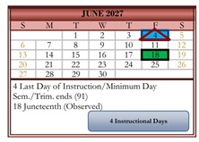 District School Academic Calendar for Corsini (julius) Elementary for June 2027