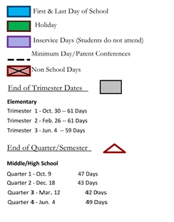 District School Academic Calendar Legend for Corsini (julius) Elementary