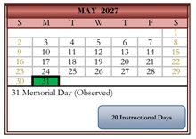 District School Academic Calendar for Corsini (julius) Elementary for May 2027