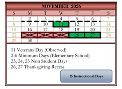 District School Academic Calendar for Corsini (julius) Elementary for November 2026