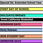 District School Academic Calendar Legend for Manzanita Elementary