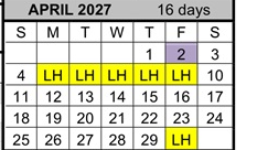 District School Academic Calendar for Palo Alto High for April 2027