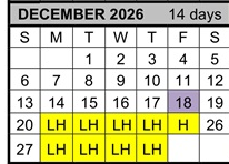 District School Academic Calendar for Palo Alto High for December 2026