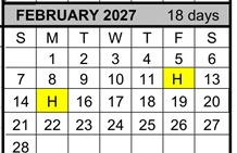 District School Academic Calendar for Palo Alto High for February 2027