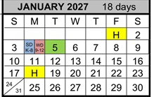 District School Academic Calendar for Palo Alto High for January 2027