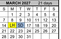 District School Academic Calendar for Palo Alto High for March 2027