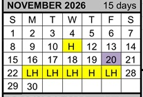 District School Academic Calendar for Palo Alto High for November 2026