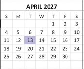 District School Academic Calendar for Laurelglen Elementary for April 2027