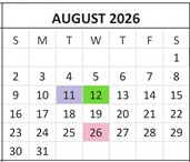 District School Academic Calendar for Laurelglen Elementary for August 2026