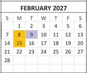 District School Academic Calendar for Laurelglen Elementary for February 2027
