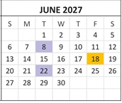 District School Academic Calendar for Laurelglen Elementary for June 2027