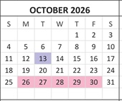 District School Academic Calendar for Laurelglen Elementary for October 2026