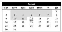 District School Academic Calendar for Cedarwood Elementary for August 2026