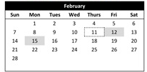 District School Academic Calendar for Cedarwood Elementary for February 2027
