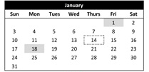District School Academic Calendar for Cedarwood Elementary for January 2027