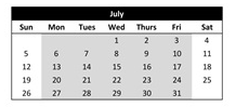 District School Academic Calendar for Cedarwood Elementary for July 2026