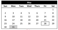 District School Academic Calendar for Cedarwood Elementary for May 2027