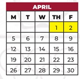 District School Academic Calendar for Jefferson Street for April 2027