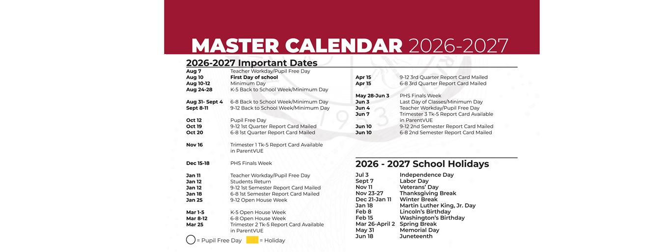 District School Academic Calendar Key for Jefferson Street