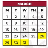 District School Academic Calendar for Jefferson Street for March 2027
