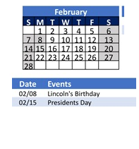 District School Academic Calendar for Roosevelt Elementary for February 2027