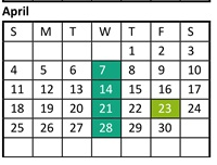 District School Academic Calendar for Oakwood Elementary School for April 2027
