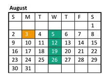 District School Academic Calendar for Oakwood Elementary School for August 2026