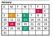 District School Academic Calendar for Oakwood Elementary School for January 2027