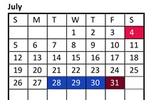 District School Academic Calendar for Oakwood Elementary School for July 2026