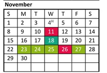 District School Academic Calendar for Oakwood Elementary School for November 2026