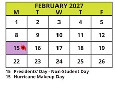 District School Academic Calendar for Sutherland Elementary School for February 2027