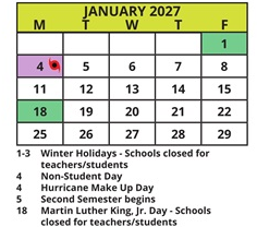 District School Academic Calendar for Sutherland Elementary School for January 2027