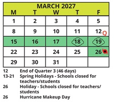 District School Academic Calendar for Sutherland Elementary School for March 2027