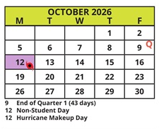 District School Academic Calendar for Sutherland Elementary School for October 2026