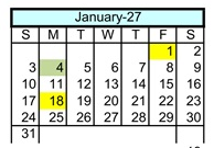 District School Academic Calendar for Riverside High (CONT.) for January 2027