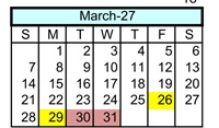 District School Academic Calendar for Riverside High (CONT.) for March 2027