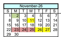 District School Academic Calendar for Riverside High (CONT.) for November 2026